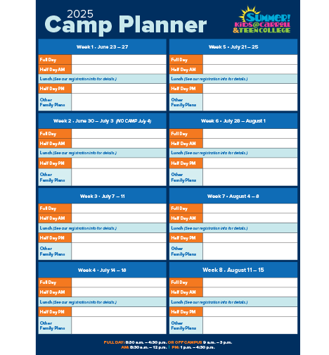 Summer Kids Camp Planner Carroll Community College