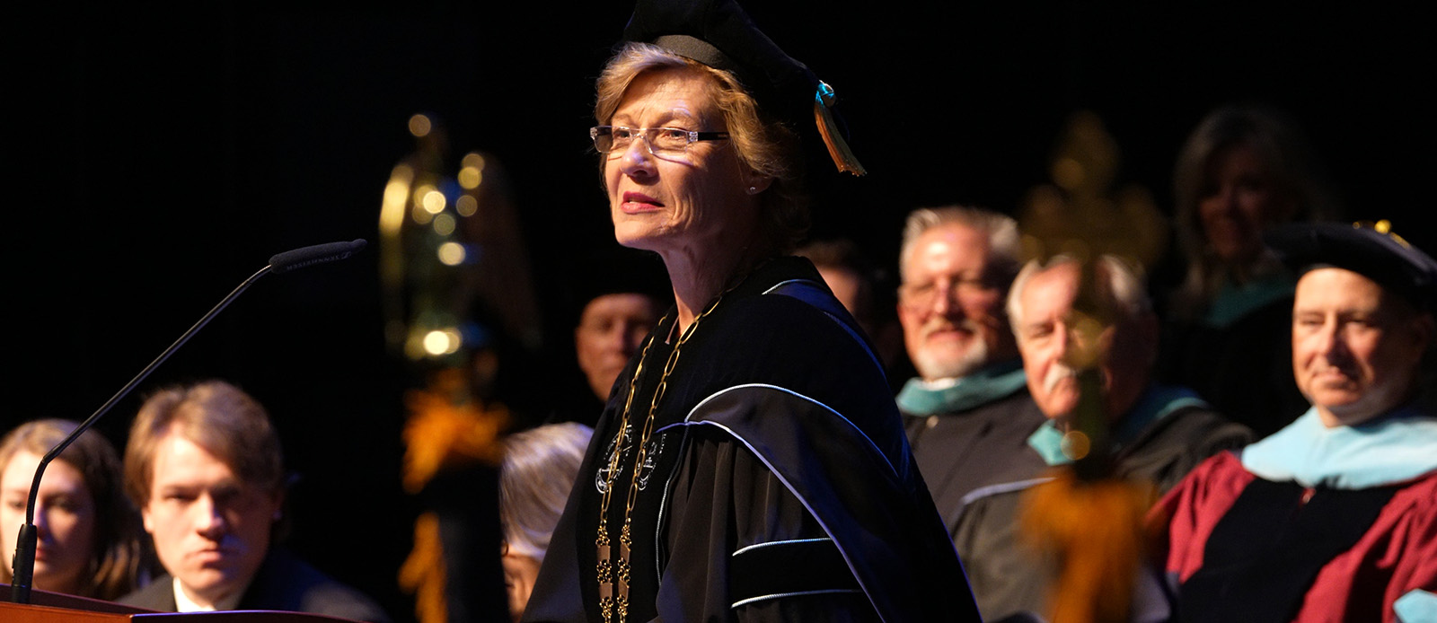 Dr. Mince at her Inauguration giving speech Carroll Community College